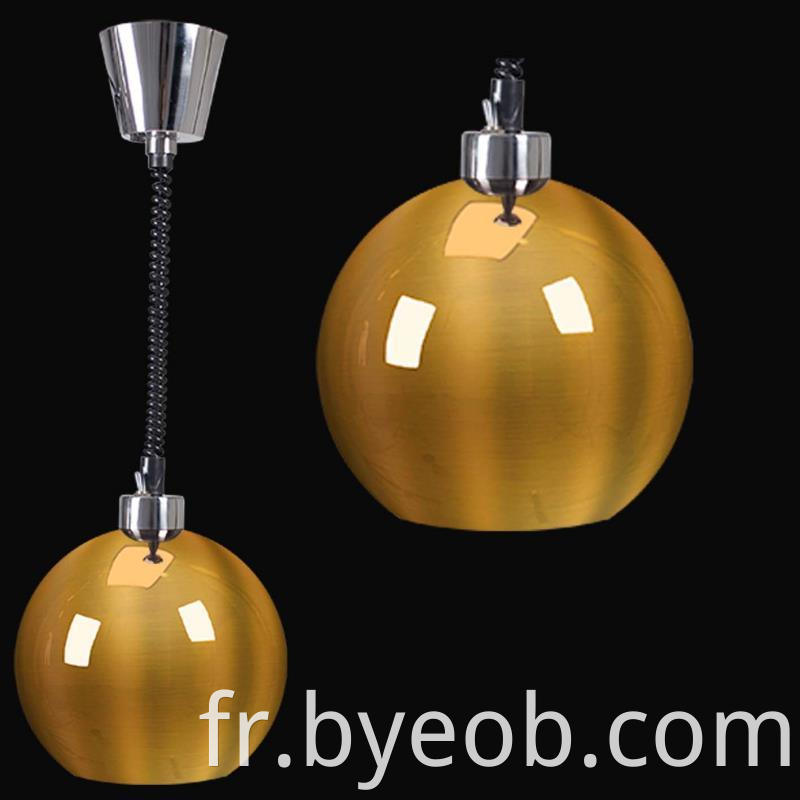 Lampe chauffante à boule à ressort OEM avec fil à ressort et couleur or